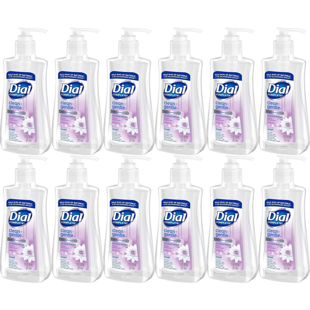 6-PACK Dial Clean + Gentle Antibacterial Liquid Hand Soap Waterlily 7.5 oz